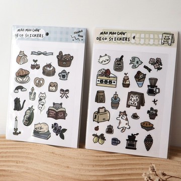 【Mao Mao Café - 貓貓咖啡廳】甜點時光 午後書香 圖鑑貼紙