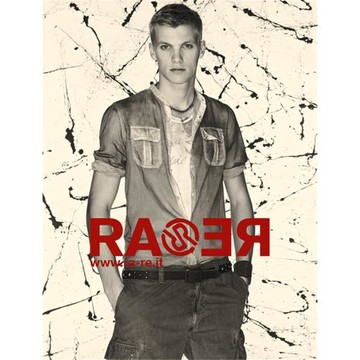 RA-RE 洗水橙紅/黑灰色做舊 海報款質感棉質立領襯衫 M/L/XXL號