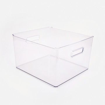 實用透明方型雙提把收納盒 33x30.8x20cm