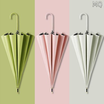 全新 日系小清新 16骨直桿傘 自動雨傘 長柄晴雨傘 遮陽傘 防曬防紫外線 多骨抗風 雨傘女 直傘男 加大號 加固