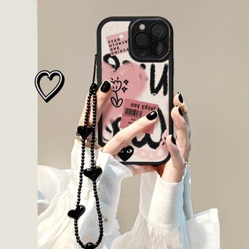 帶鏡頭膜粉色涂鴉愛心花朵適用蘋果15promax手機殼女神iPhone14Pro Max全包防摔14pro硅膠13小眾15軟plus創意