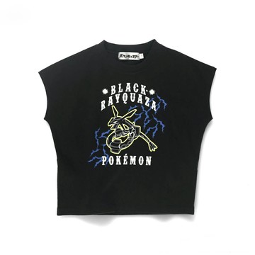 日本 BRANSHES - [限量]寶可夢印花法式袖上衣-烈空坐-黑