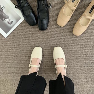 2024秋冬新款黑色平底鞋奶奶鞋瓢鞋法式復古瑪麗珍樂福單鞋女鞋子