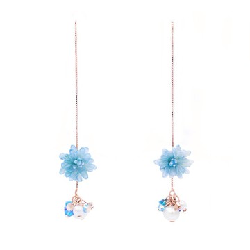 Zinnia:手造樹脂黏土花純銀耳鍊(兩色) - Pamycarie 手工製作飾品