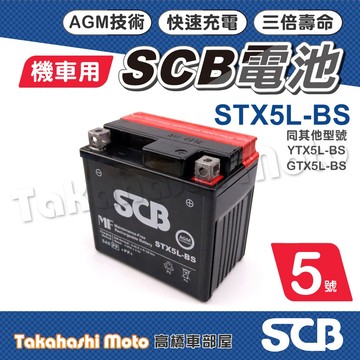 【高橋車部屋】 5號電池 5號電瓶 SCB電池 SCB電瓶 機車電瓶 機車電池 同 YTX5L-BS GTX5L-BS