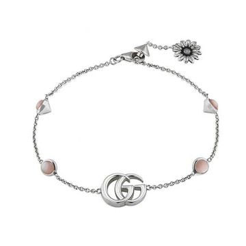 GUCCI 雙G 珍珠母貝手鍊 小雛菊 復古 925純銀 古馳