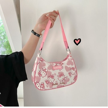 臺灣/現✨包包 旅行包 收納包 斜挎包新款hellokitty斜挎包kt貓揹包高級女生腋下包潮款百搭單肩印花包