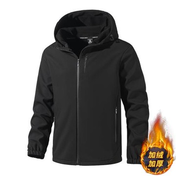 秋冬裝保暖加絨軟殼衣外套你男士運動休閑戶外沖鋒衣防風防水夾克