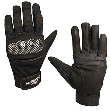 [WELL FIT 威飛客] 麂皮 PVC格紋保護殼 重機手套 / 合身型 - 黑色