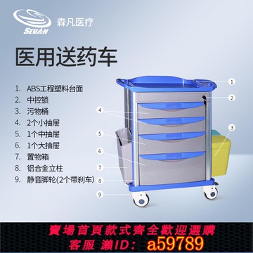 【台灣公司 可打統編】森凡 送藥車工具車搶救車ABS麻醉車藥盒整理治療推車