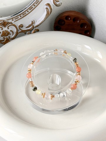 /午後的果園/財運愛情粉水晶 月光石 橙月光 白水晶 綠幽靈葡萄石