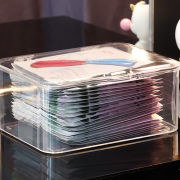 iSFun 翻蓋透視桌上大容量化妝品收納盒  透明色  1個