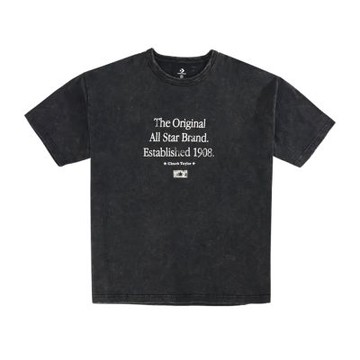 Converse Washed Tee 男款 女款 水洗黑色 上衣 圓領 復古 斑駁印花 短袖 MCH624-023