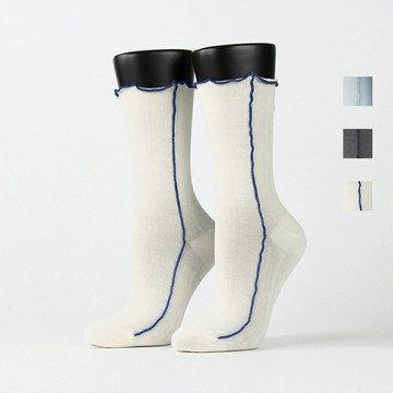 FOOTER 跳色拷克木耳捲邊襪除臭襪襪子-女款(T74)