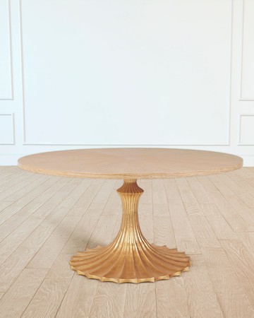 60" Cerused Oak Top Dining Table