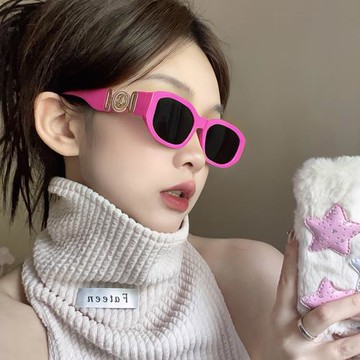 搞怪粉色墨鏡女甜辣妹Y2K網紅方圓臉顯瘦眼鏡防紫外線近視太陽鏡