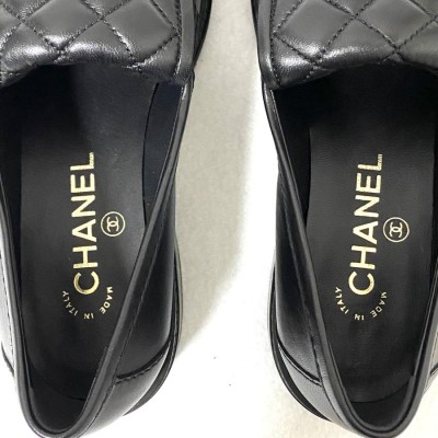 極美品 CHANEL シャネル 靴 ローファー 37C ブラック 黒 マトラッセ