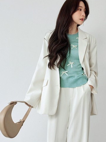 立體蝴蝶結短袖針織上衣