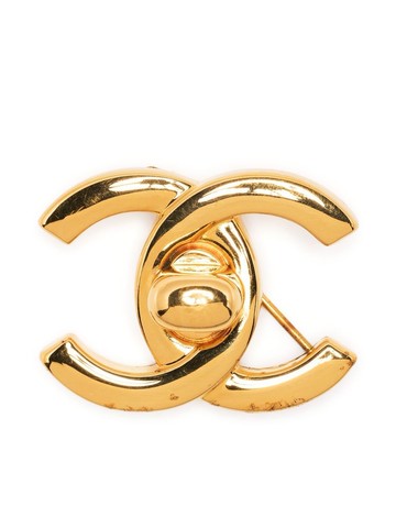 CHANEL Pre-Owned - 1996 CC Turn-lock brooch - women - Gold Plated - One Size