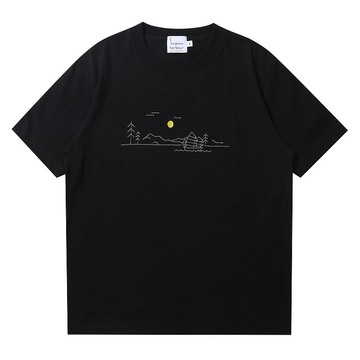 Incense Harbour 美國純棉 午夜海港圖案 無縫T-shirt T恤-黑色