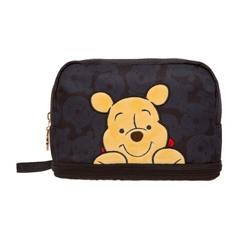 【Disney】小熊維尼萌萌頭-化妝包-黑 PTD23-E5-23BK