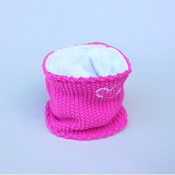 單秋冬季女孩兒童圍脖針織繡花脖套女童戶外運動加絨保暖圍脖1入