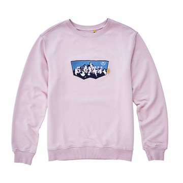 【5th STREET】 男裝 雪山毛巾毛巾繡長袖T恤-粉紅 (560878)