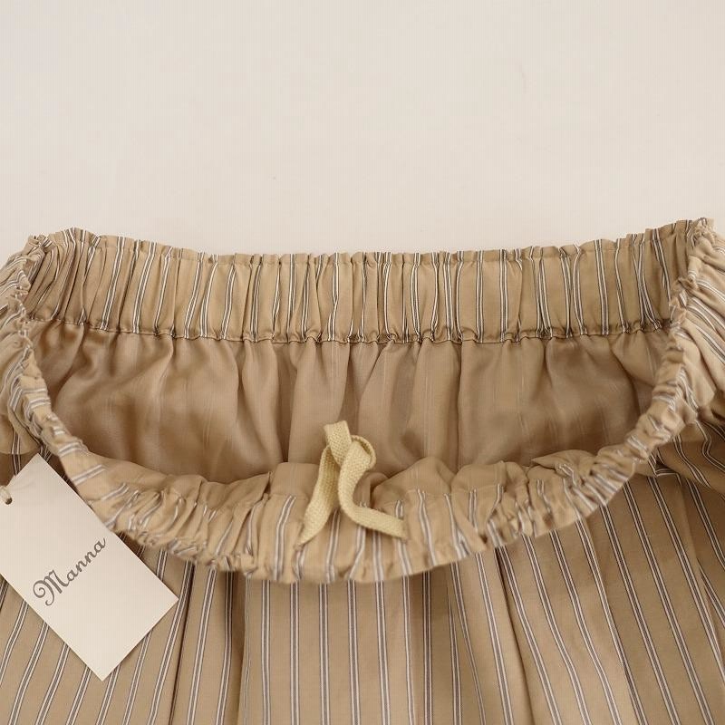 美品/定価1.7万】マンナ Manna *ストライプコットンスカート*Mベージュ 