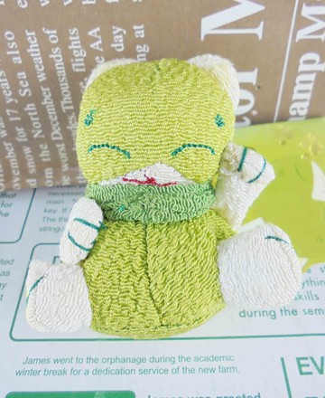 【震撼精品百貨】招財貓 招き猫 招財貓擺飾-絨毛鑰匙圈-綠色 震撼日式精品百貨