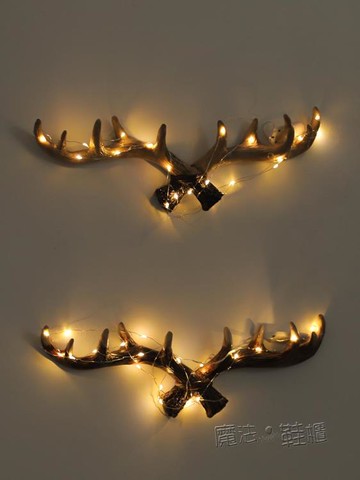 【樂天精選】北歐風格墻壁裝飾掛件 樹脂鹿頭壁掛女生房間裝飾品 墻上帶燈掛鉤 ATF