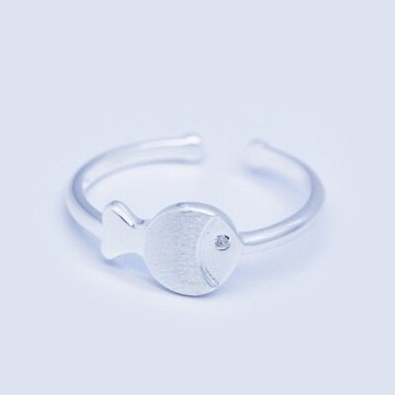 925純銀戒指開口戒-質感磨砂小魚設計七夕情人節禮物女飾品73dt590【獨家進口】【米蘭精品】