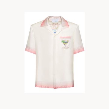 casabulca casablanca春夏粉網球場夏威夷度假休閑百搭輕松短袖襯