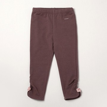 PIPPY鬆緊褲圍下擺抽皺彈性緊身內搭長褲-深褐