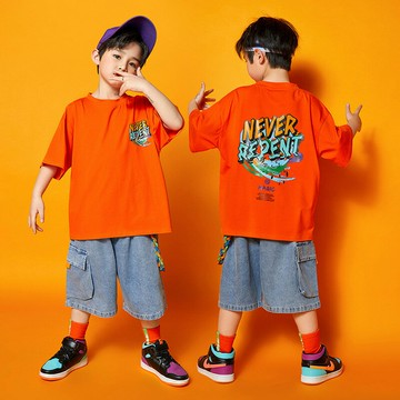 六一兒童街舞潮裝男童嘻哈夏季套裝女童爵士舞服裝少兒舞蹈演出服