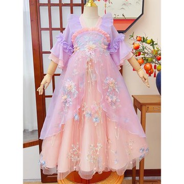 漢服女童夏季2025新款中國風薄款兒童超仙唐裝襦裙女孩古風公主裙