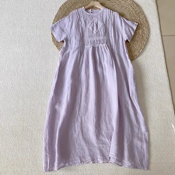 浪漫刺綉蕾絲花邊高腰洋裝121633C