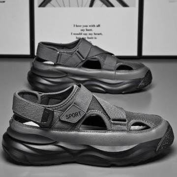 JP Queen New York 縷空透氣布面魔鬼氈男款厚底涼鞋(2色可選)