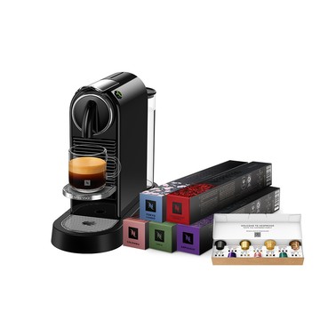Nespresso CitiZ 膠囊咖啡機(贈咖啡組)-魅力黑 & 訂製時光50顆膠囊組(贈咖啡組)