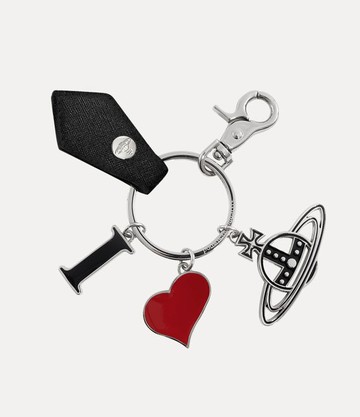 Vivienne Westwood I Love Orb Keyring Faux Leather Black One Size Unisex