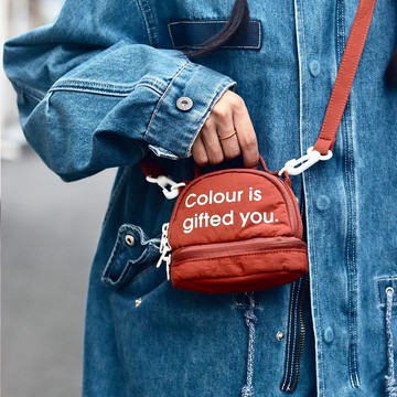 番茄餅干係列 收納包手提包側背包化妝包紅色可愛手機包  番茄紅L