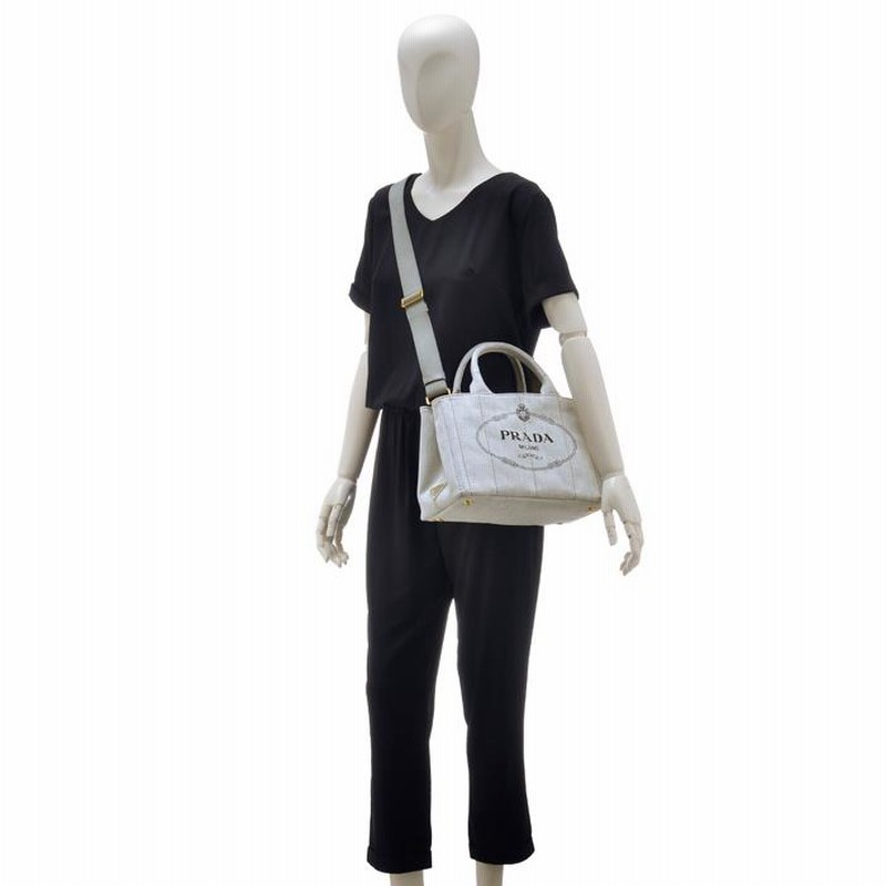 ☆人気品☆PRADA カナパ かる デニム ショルダーバッグ 2way 白タグ