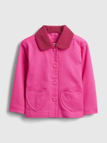 女幼童裝 純棉刺繡翻領外套-粉紅色