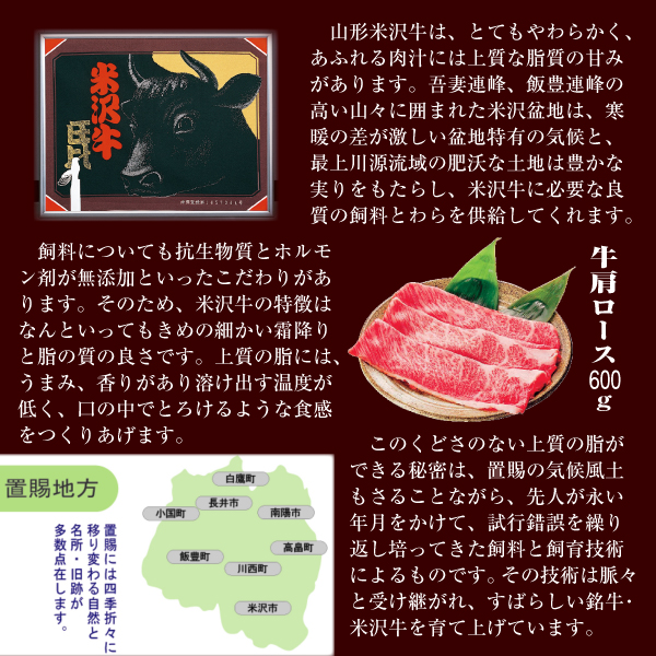 肉 牛肉 牛肩ロース 米沢牛 ギフト 600g すき焼き