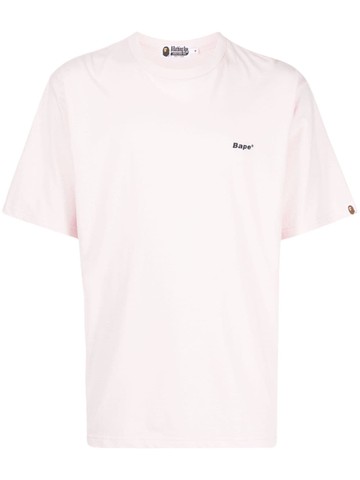A BATHING APE® - logo-patch cotton T-shirt - men - Cotton - L - Pink