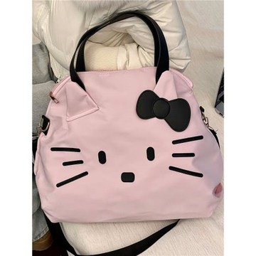 卡通KT貓旅行袋女大容量可愛手提斜挎包短途出差健身包可套行李箱