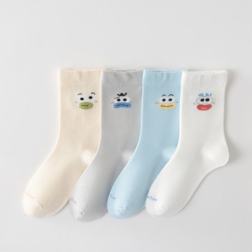 趣味卡通襪子女春秋薄款搞怪表情中筒襪ins潮韓版堆堆襪寬口襪子
