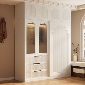 台灣公司 免運 限時下殺 衣櫃/衣櫥/臥室 奶油法式衣櫃家用臥室簡易兒童櫃子出租房用網紅小戶型收納大衣櫥