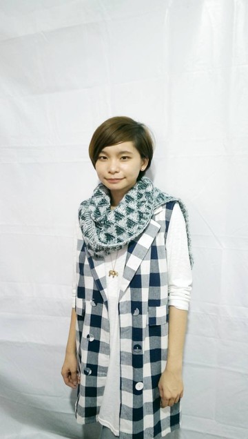 Lan毛線圍巾(森林綠白)