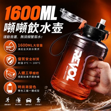 【隔日到貨】1600ml大容量運動水壺 漸變色健身水桶壺 食品級PC 彈跳吸管水壺 戶外重訓登山隨身大水杯 耐摔密封防漏