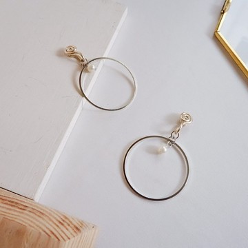 百搭經典大圈 無痛耳夾 / 35mm銀